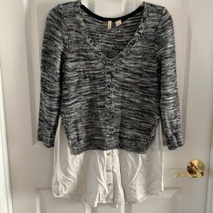 Anthropologie‎ Moth Layered Aselin Pullover Knit Woven Top size Small